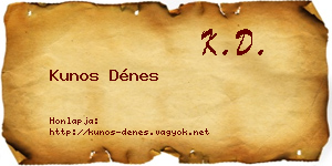 Kunos Dénes névjegykártya